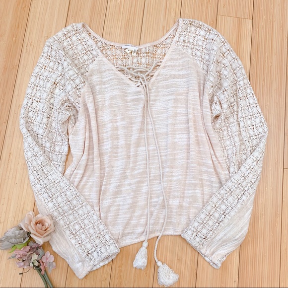 Anthropologie Sweaters - Anthropologie Meadow Rue Peasant crochet sweater M